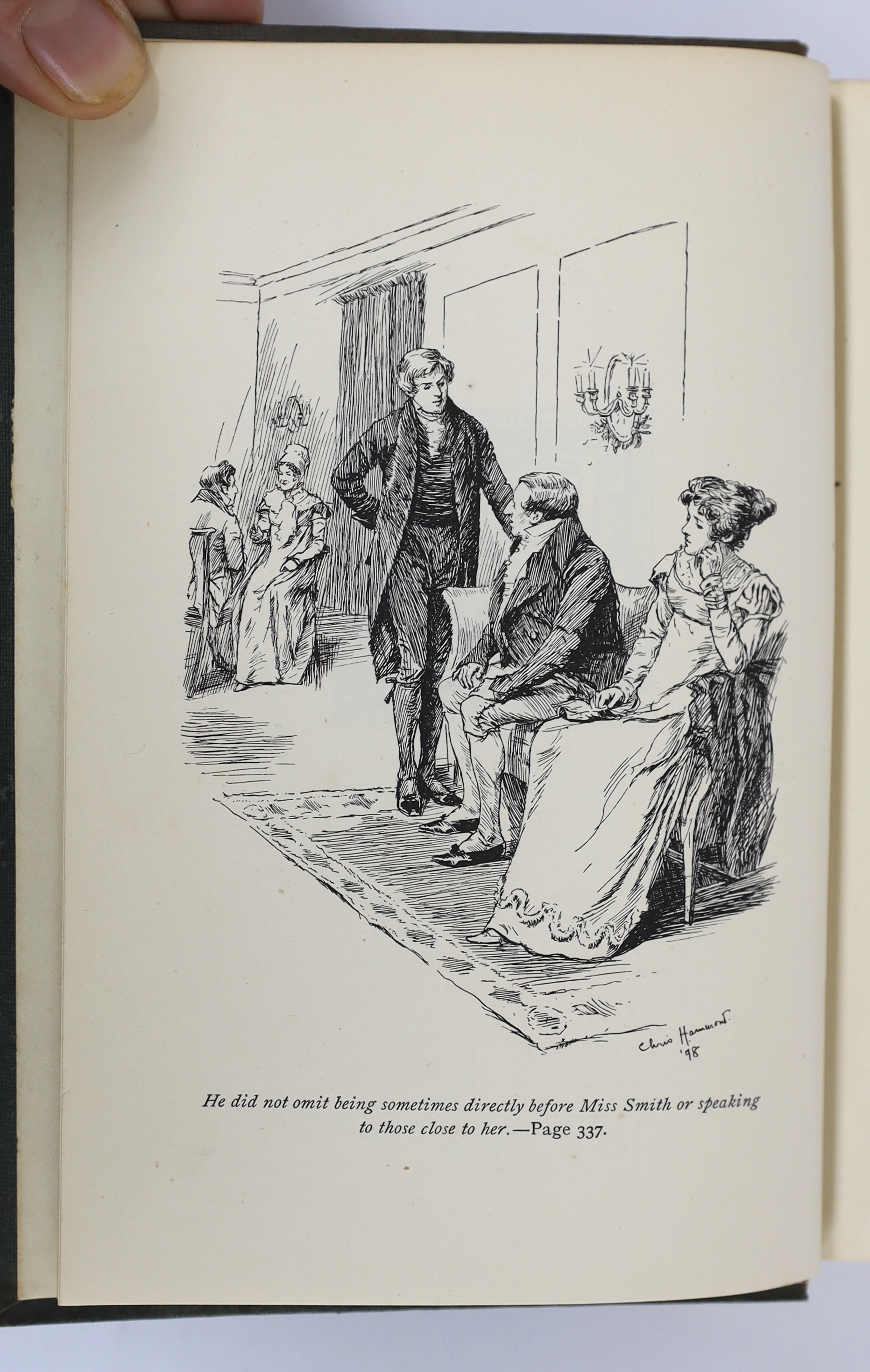 Austen, Jane - Emma. With an introduction by Joseph Jacobs and illustrations by Chris Hammond. decorated title, frontis. and num. illus. (some full page); publisher's gilt floral decorated cloth and gilt top, cr. 8vo. Ge